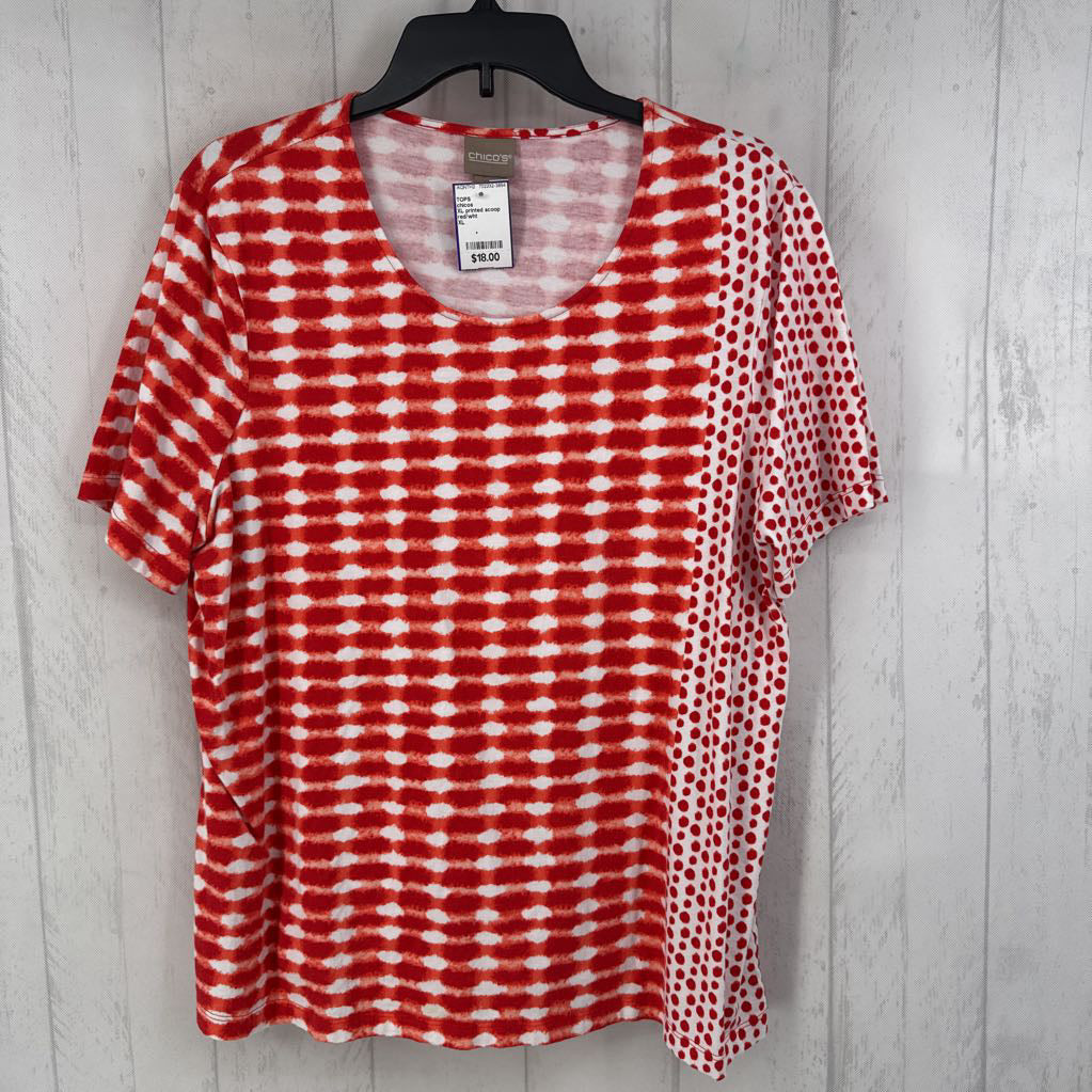 XL printed scoop neck s/s tee