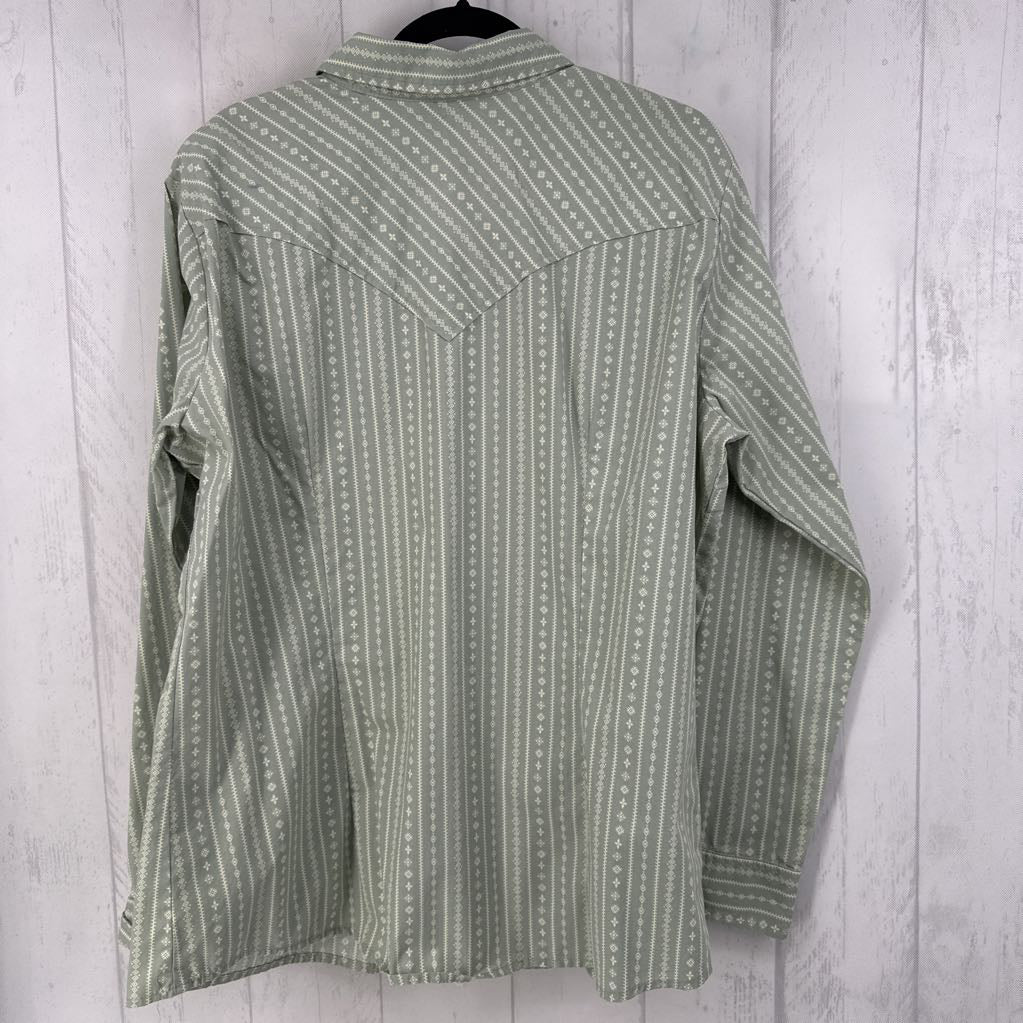 XXL western print button down l/s top