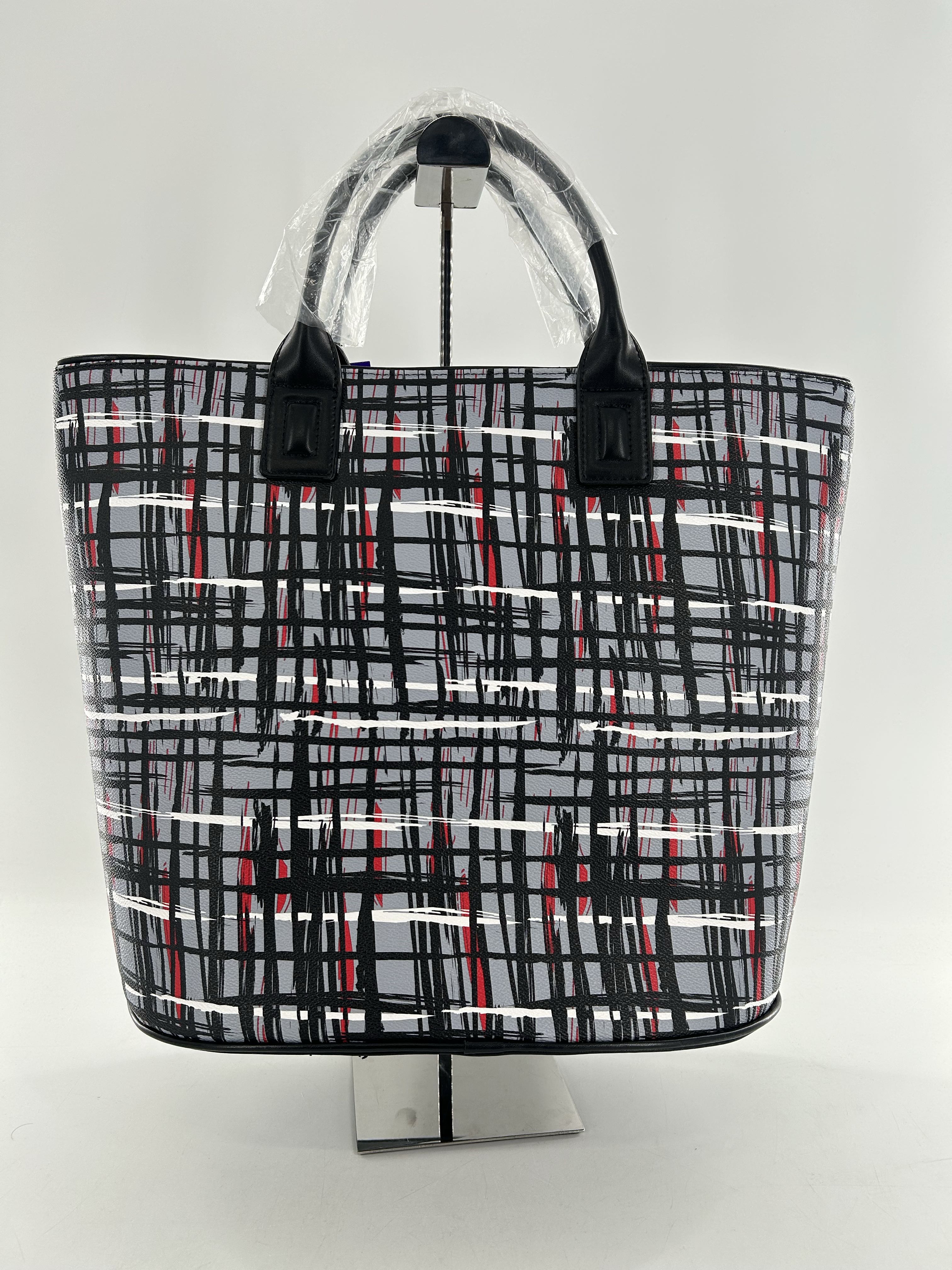 R98 tassel art plaid tote