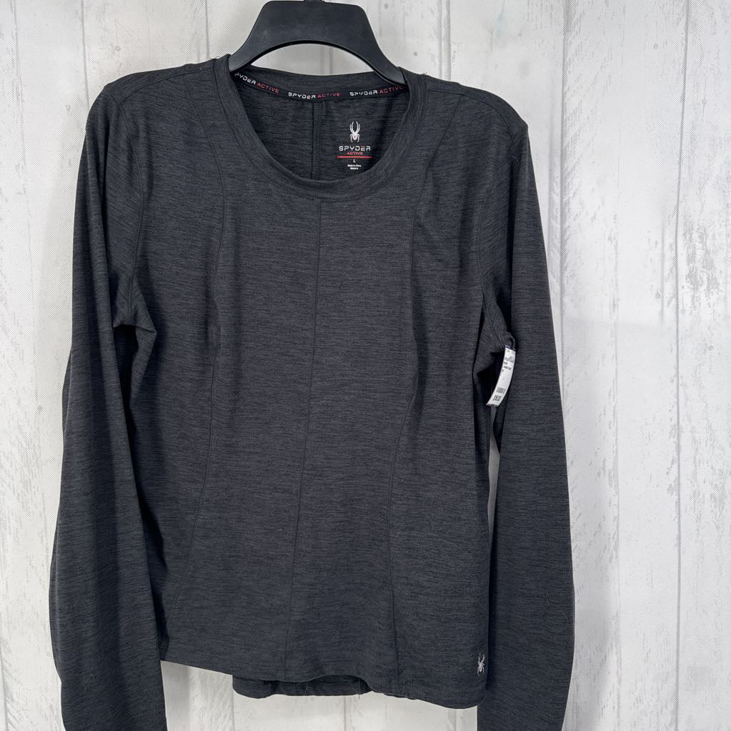 L marled round neck l/s tee