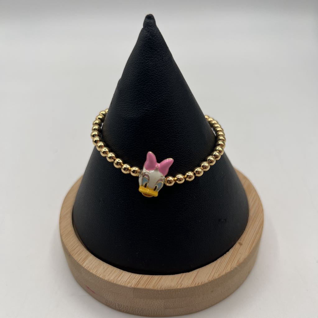 gold beaded daisy duck stretch bracelet