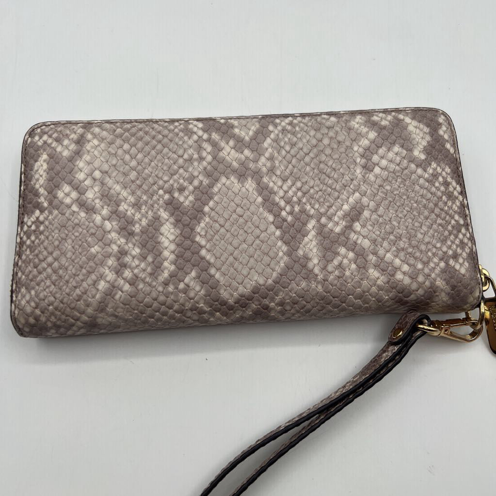 snakeskin embossed zip around wallet/wristlet