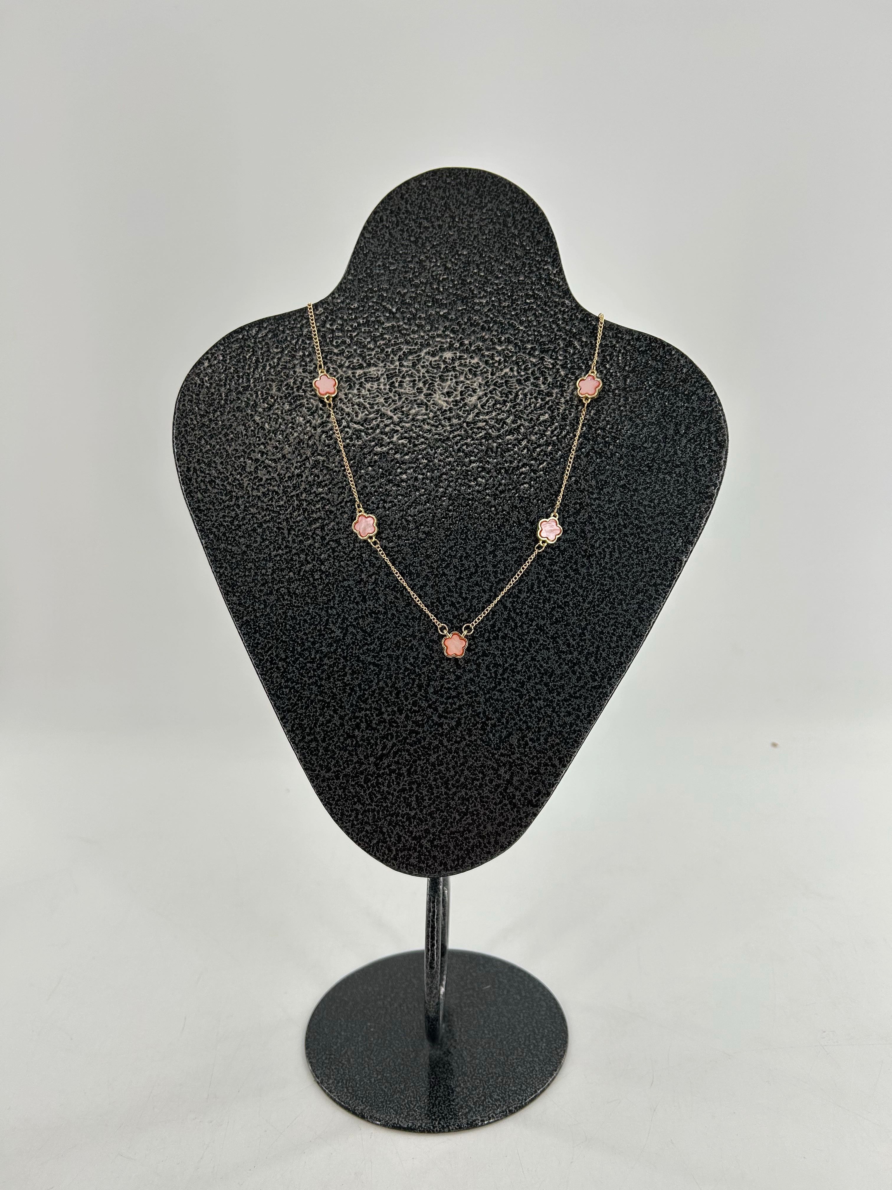 pink clover necklace,bracelet & earring ser