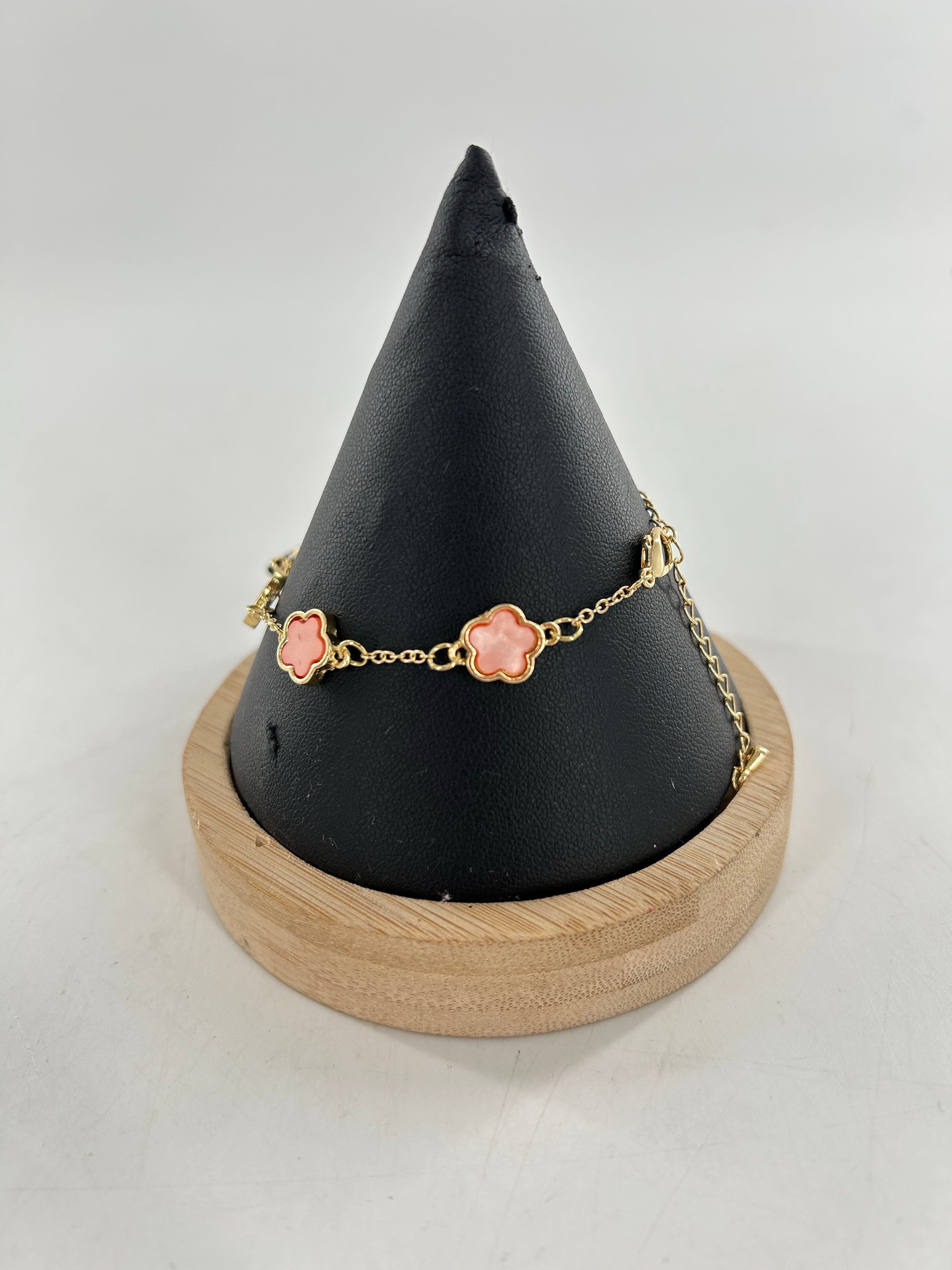 pink clover necklace,bracelet & earring ser