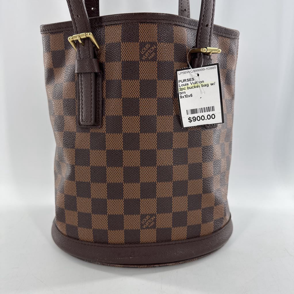 2pc bucket bag w/ pouch damier ebene