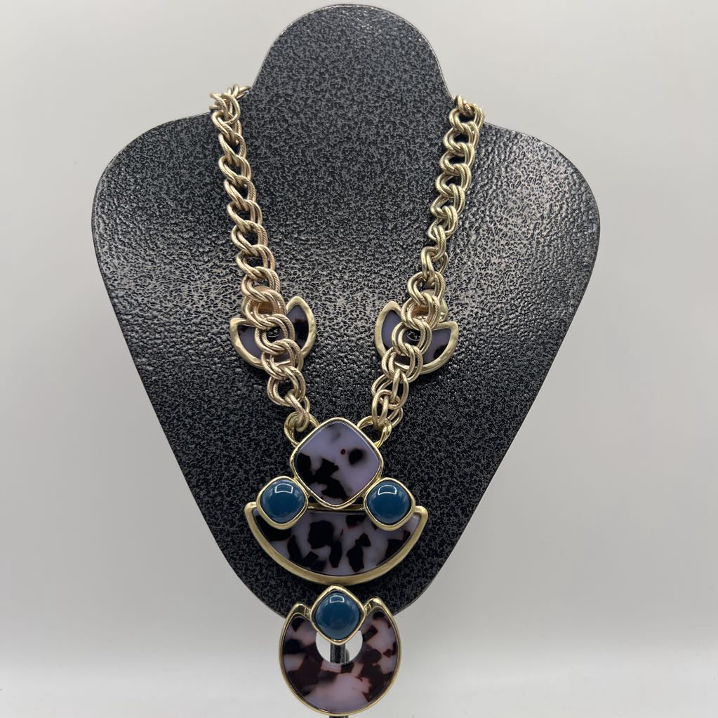 12" goldtone purple tortoise accent necklace
