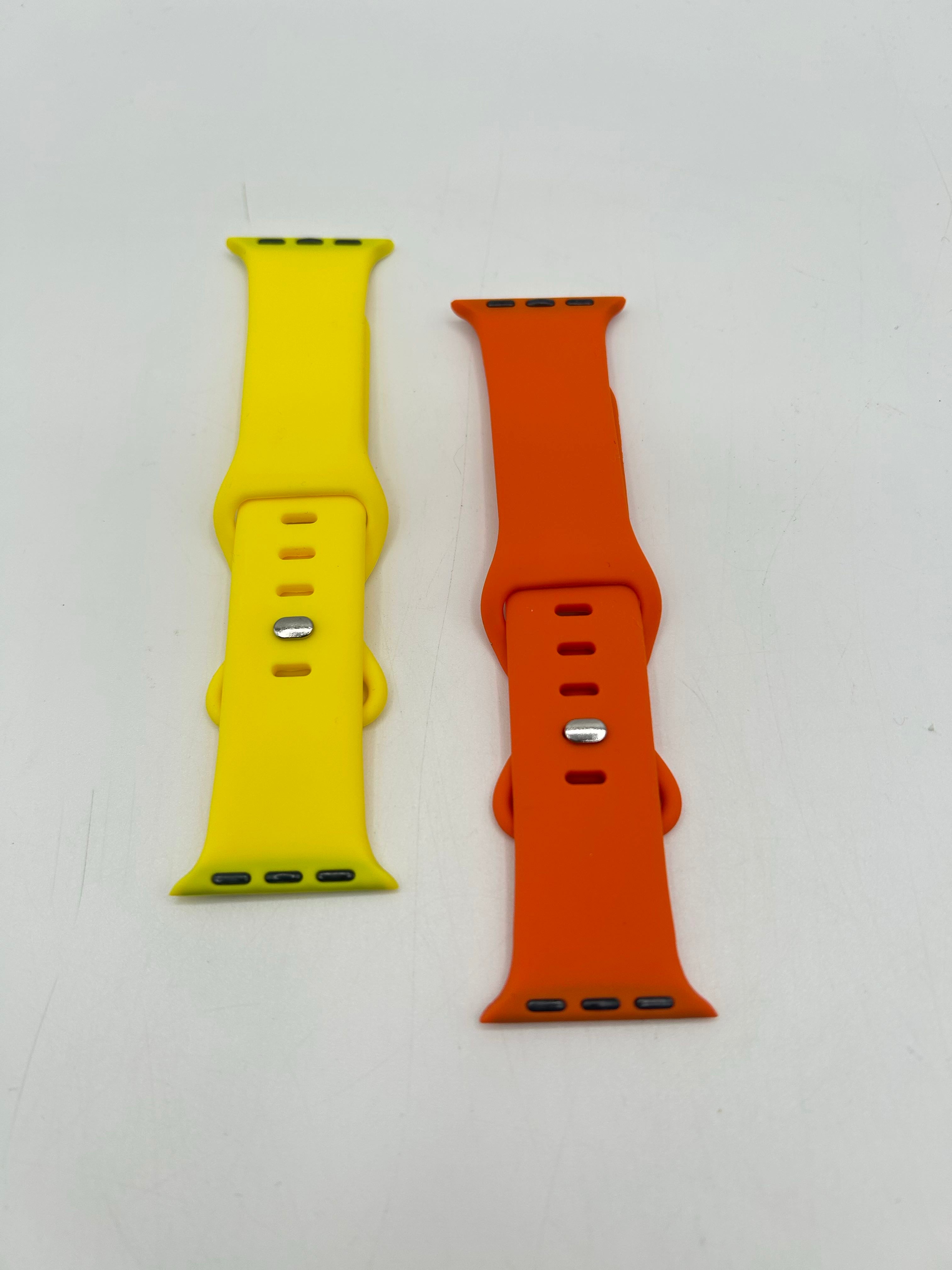 2pck silicon apple watch bands-orn/yllw