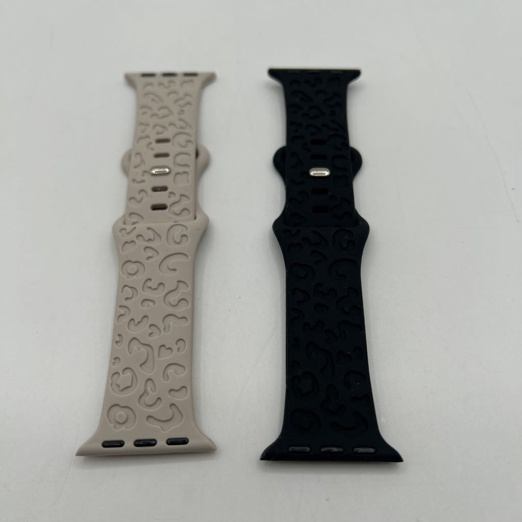 2pck silicon apple watch bands-blk/gry