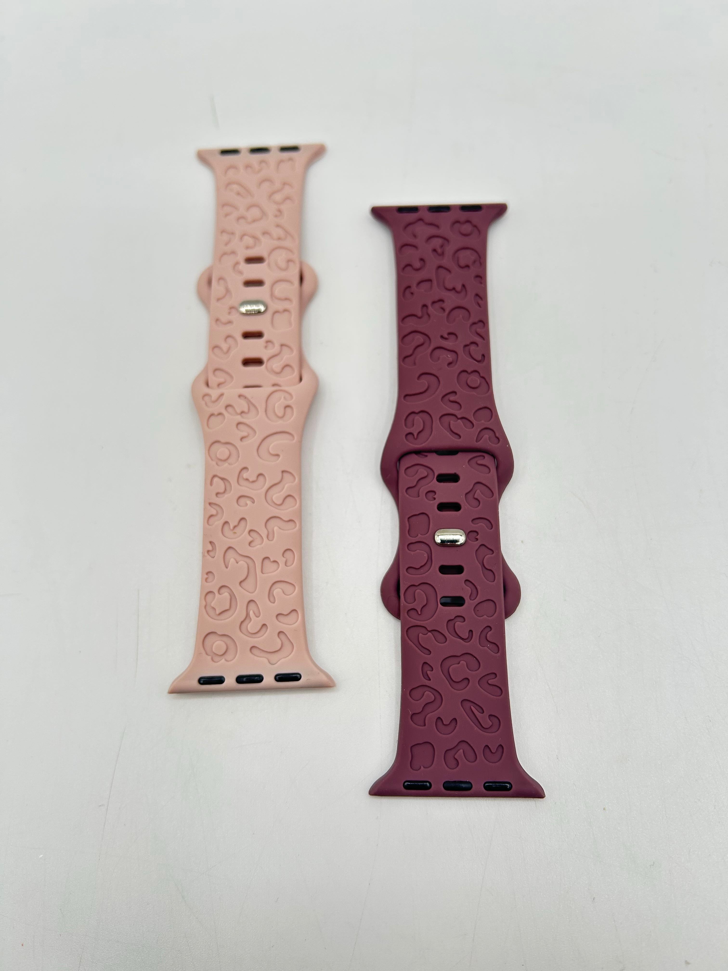 2pck silicon apple watch bands-pnk/plum