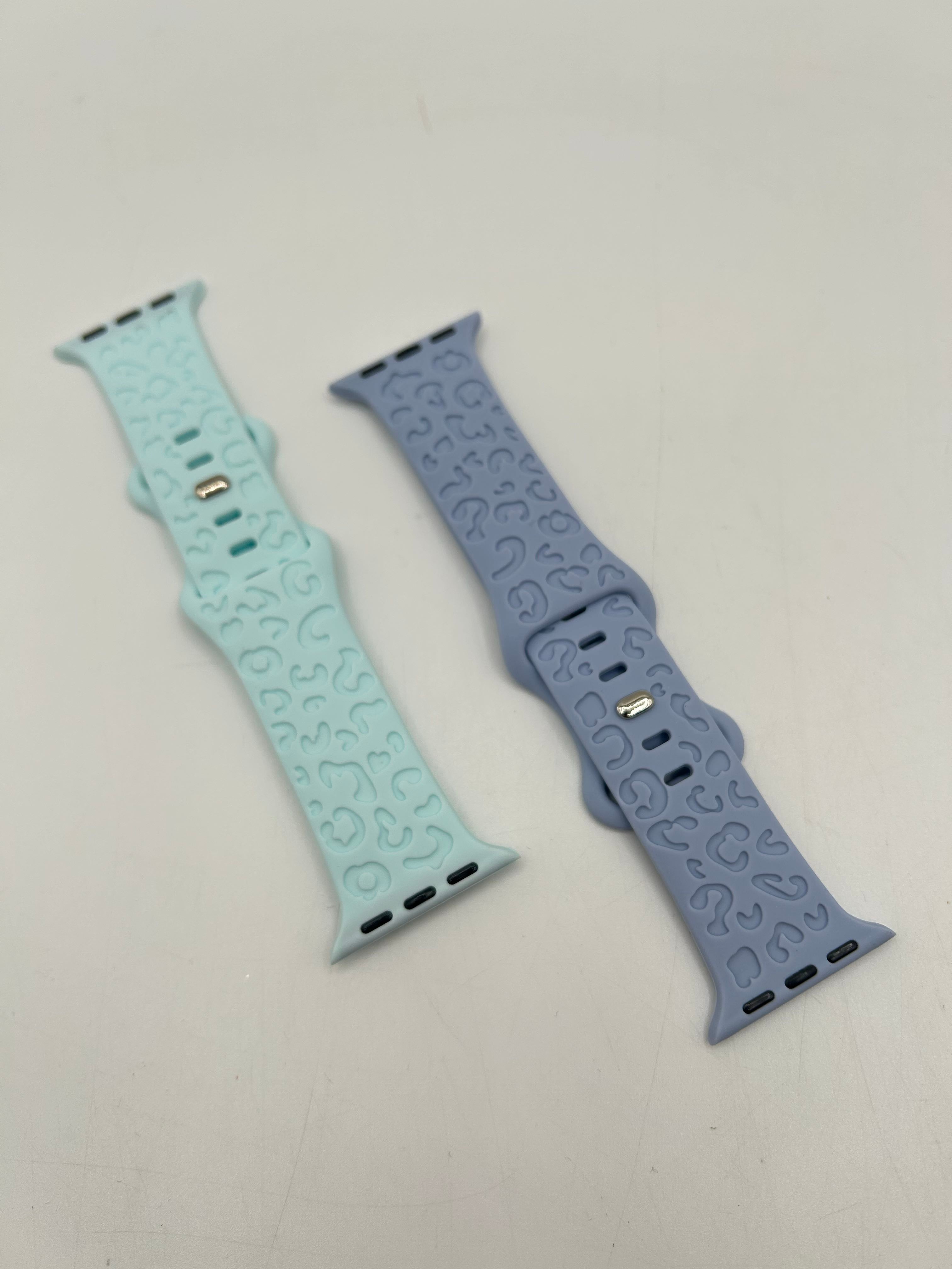 2pck silicon apple watch bands-blu/aqua