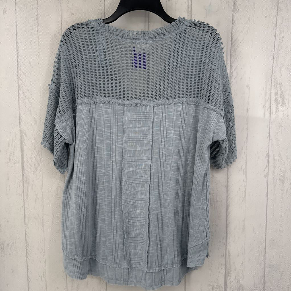 L ribbed crochet accent s/s top