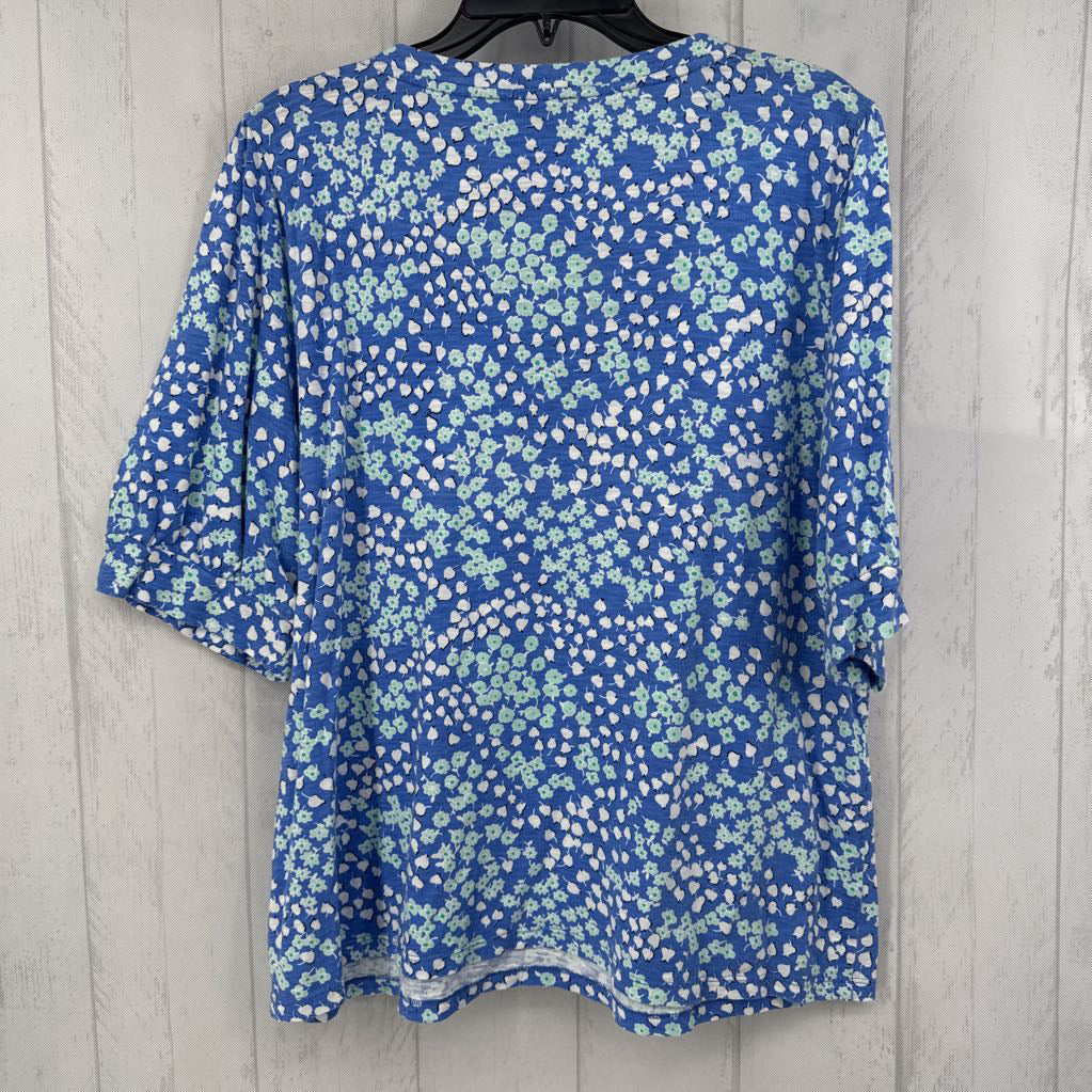 XL flo print notch neck s/s tee
