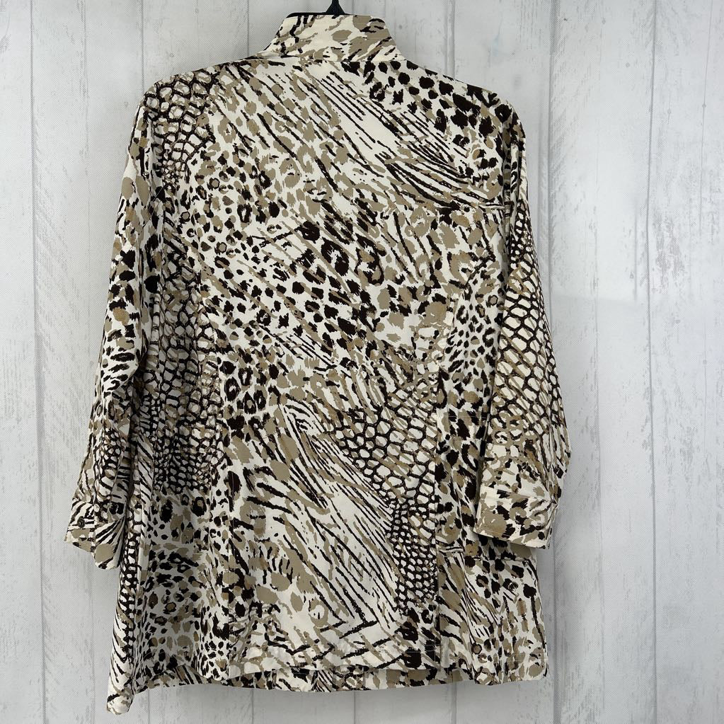 L animal print zip-up jacket