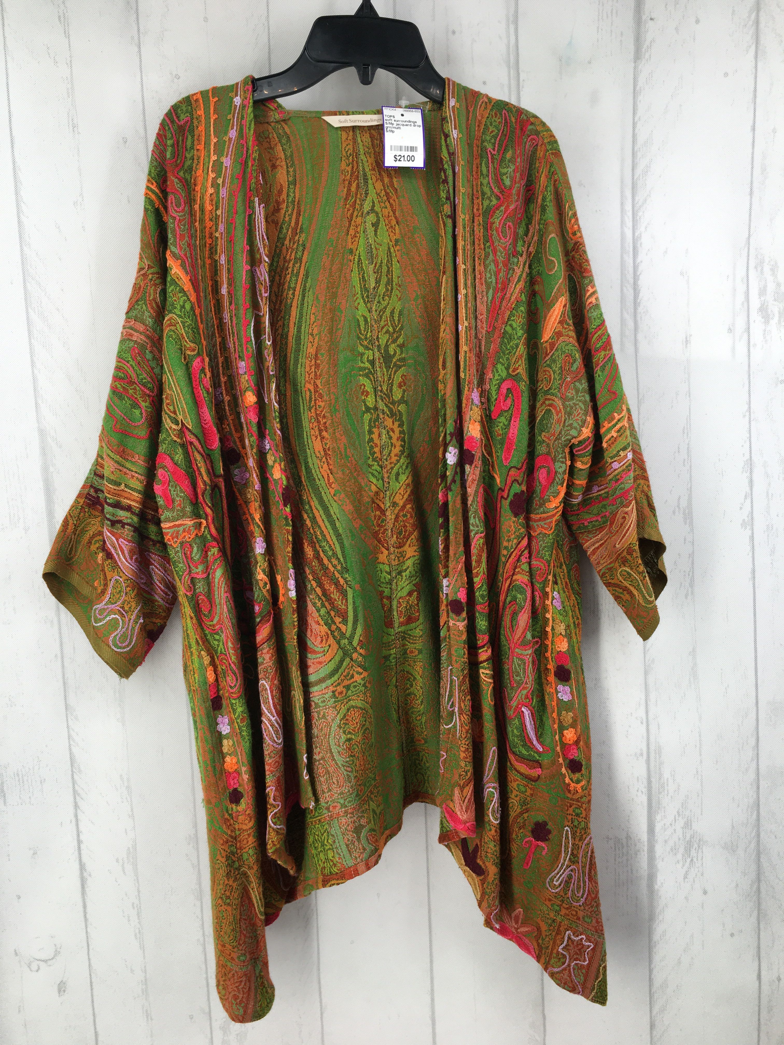 S/Mp jacquard drop shoulder ruana