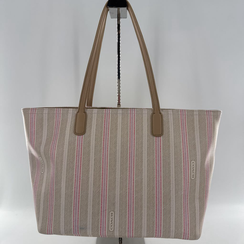 top zip ticking stripe tote