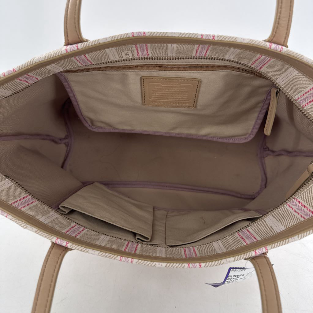 top zip ticking stripe tote