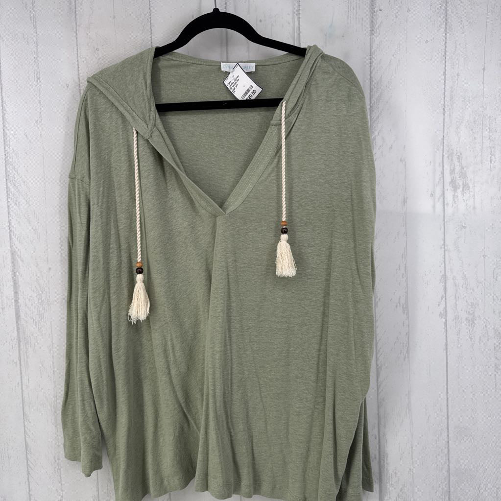 2X tassel tie hooded l/s tee