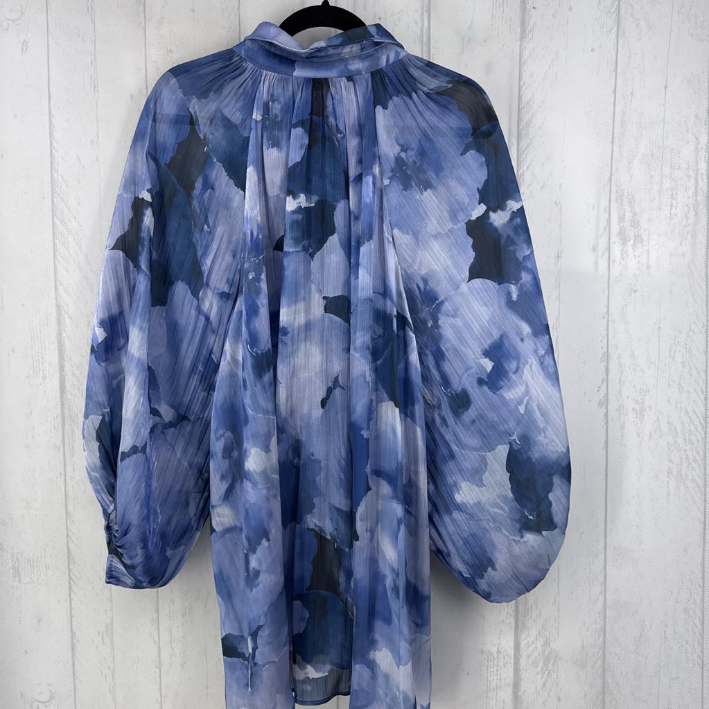 3XP pleated button down balloon slv top