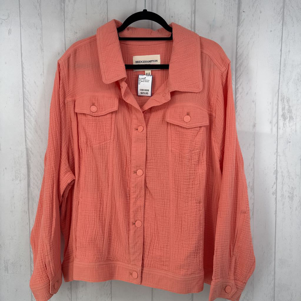 3X gauzy button down jacket