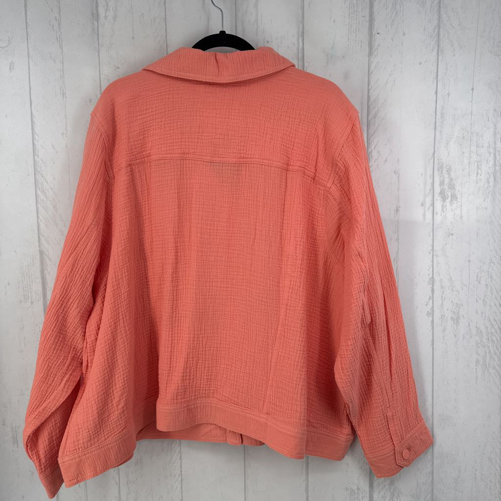 3X gauzy button down jacket