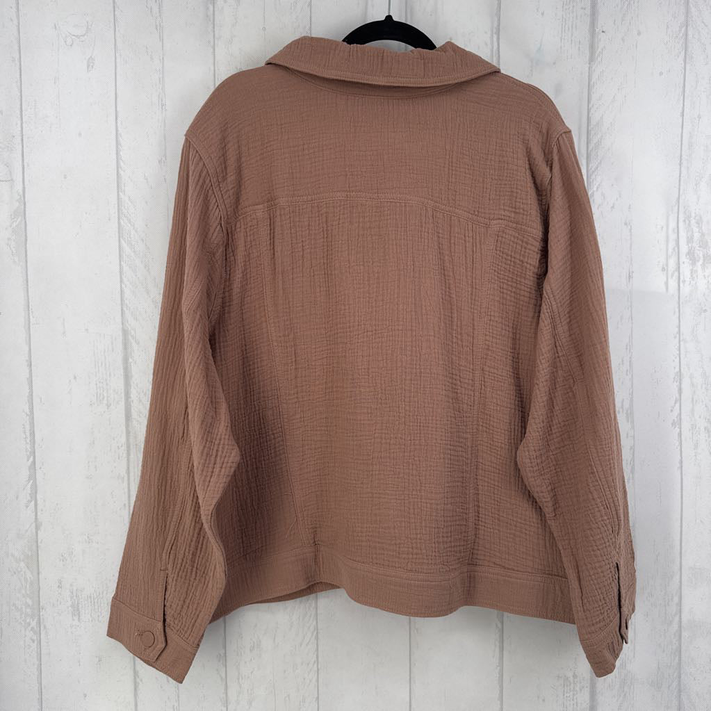 3X gauzy button down jacket