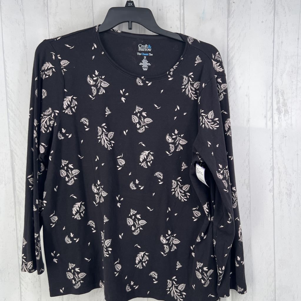 2X flo print scoop neck l/s tee
