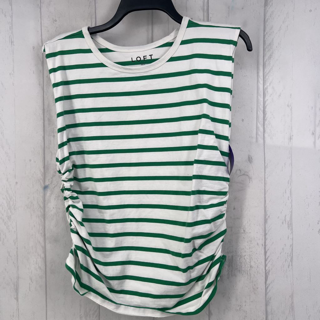 XL striped ruched sides tank