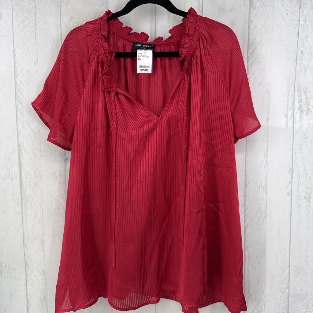 18/20 striped tie front s/s top