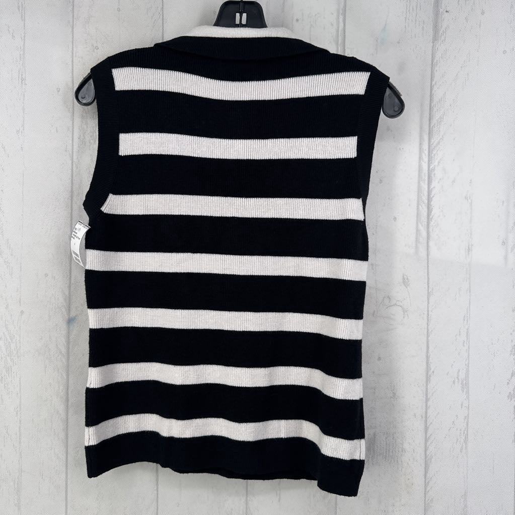 L striped zip front sweater vest