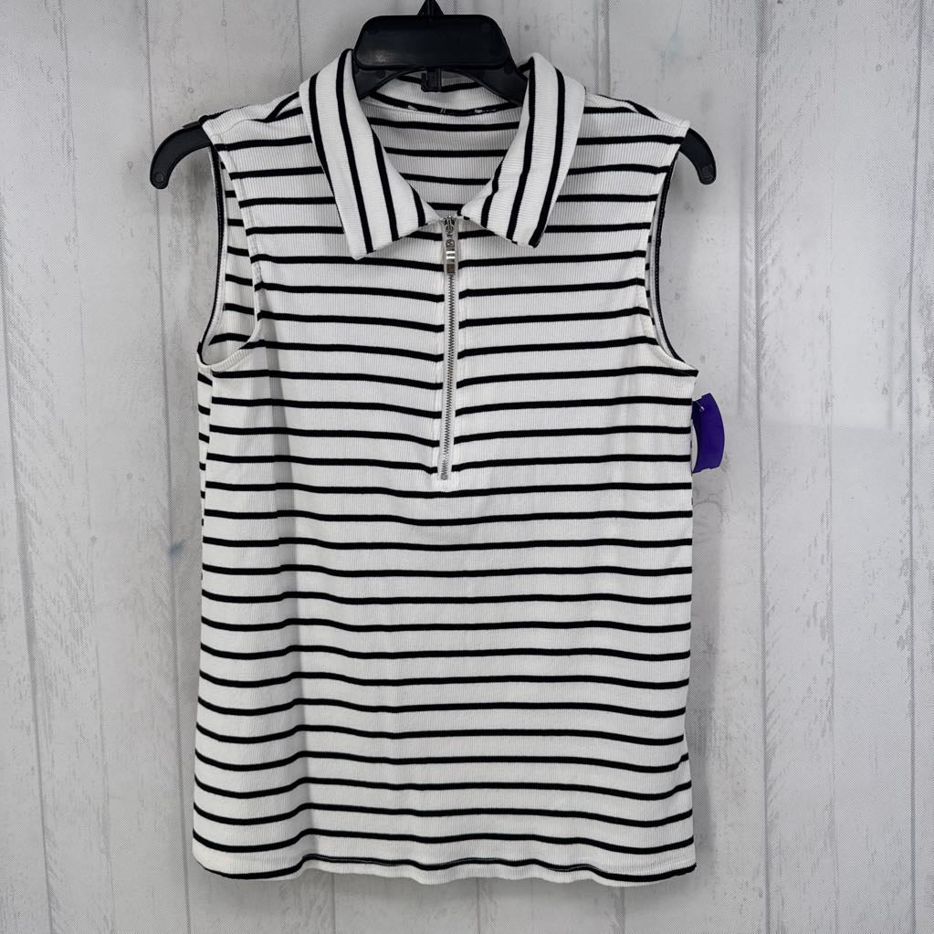 XL striped 1/2 zip tank