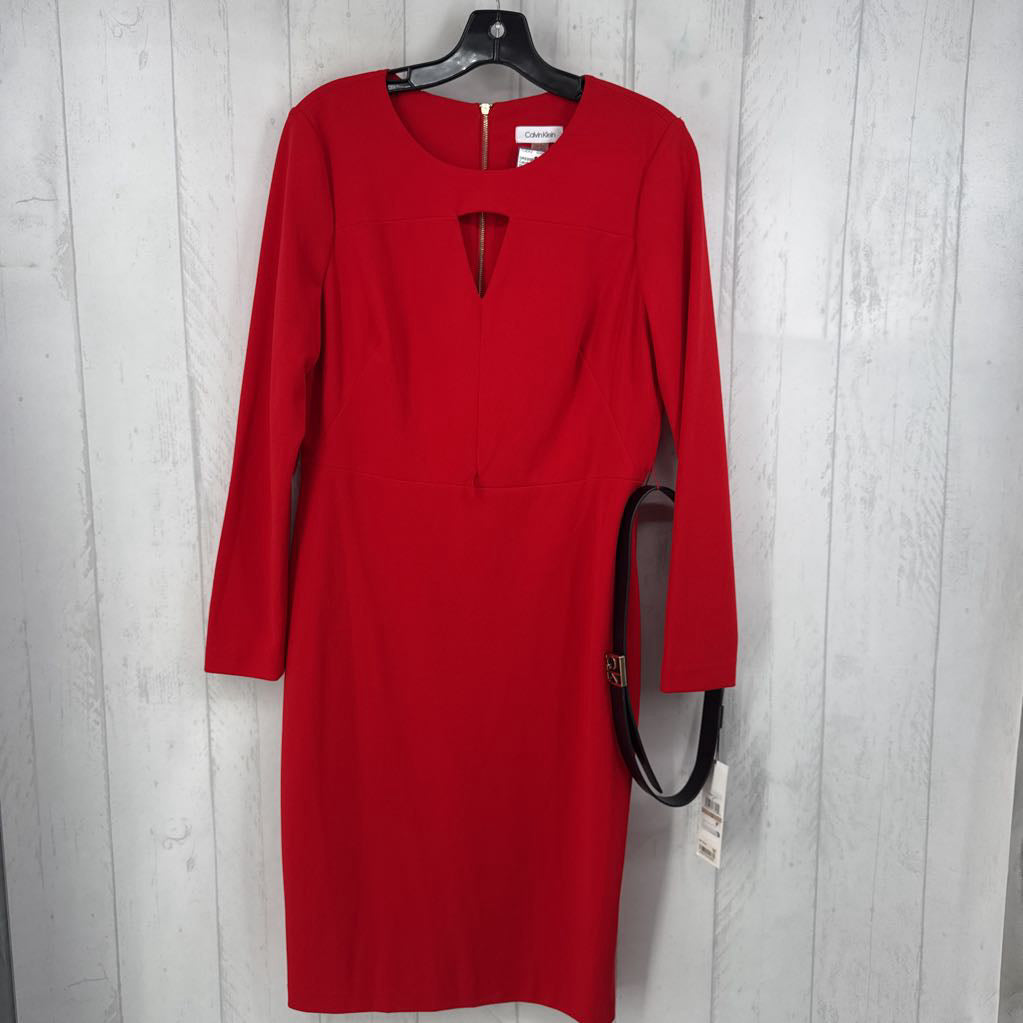 12 notch neck belted l/s dress