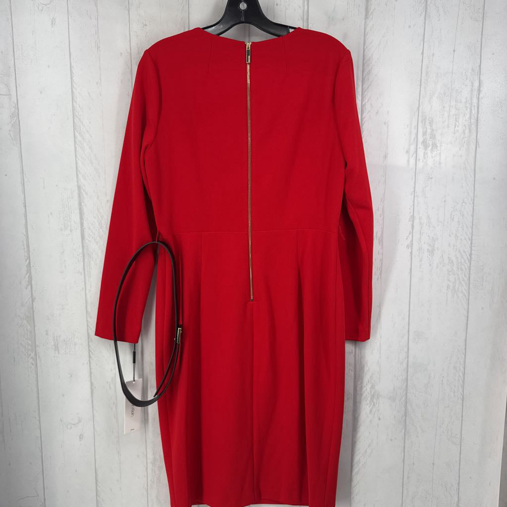12 notch neck belted l/s dress