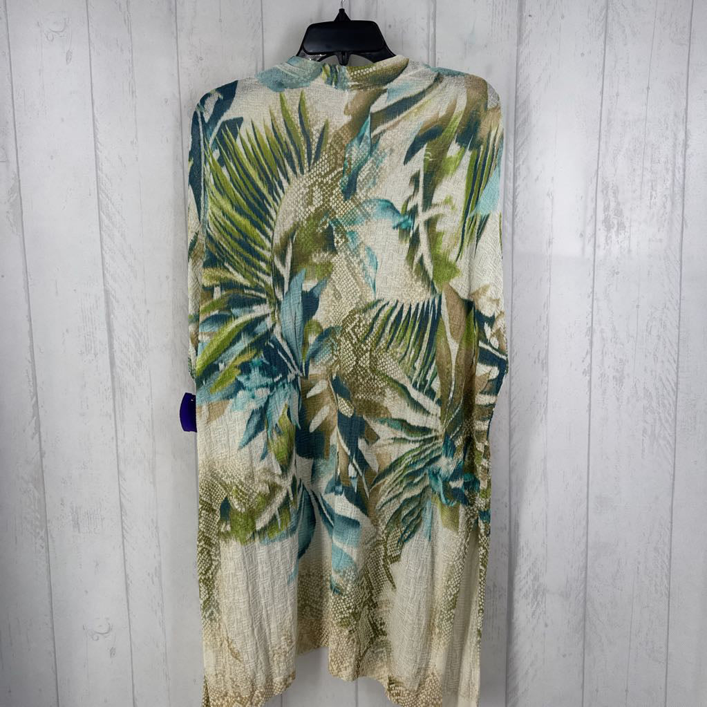 XL leaf print elbow slv lightweight cardi