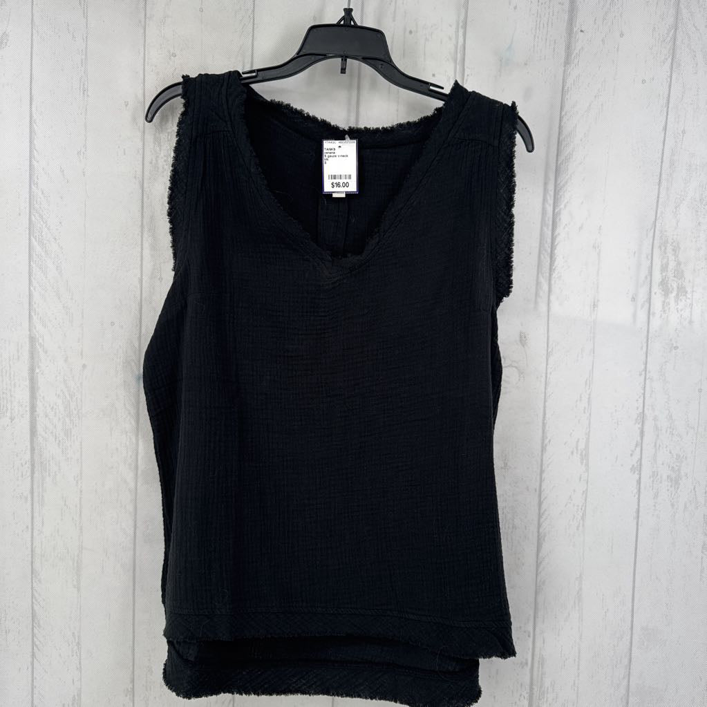S gauze v-neck tank