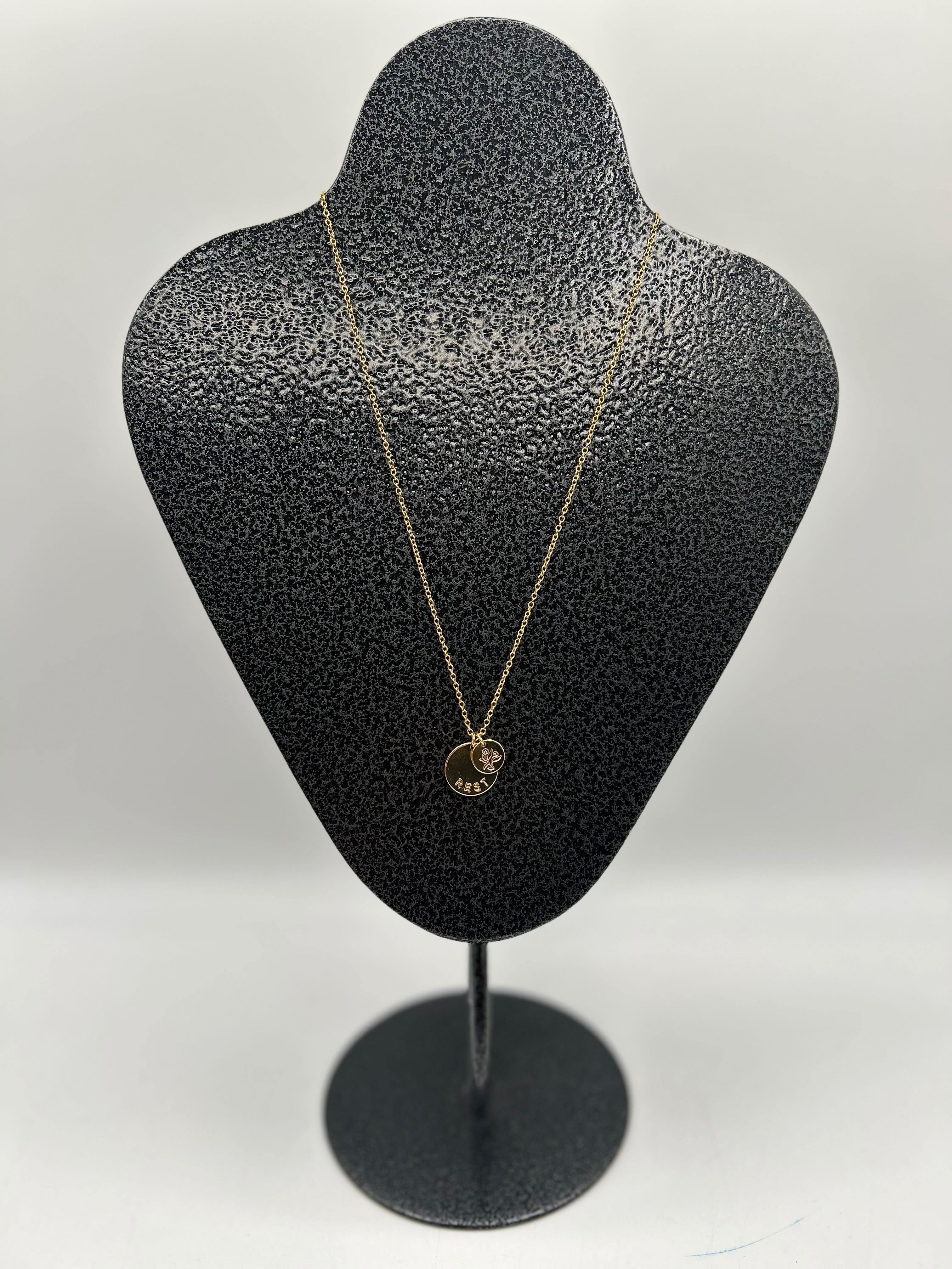 12" gold tone rest charm necklace
