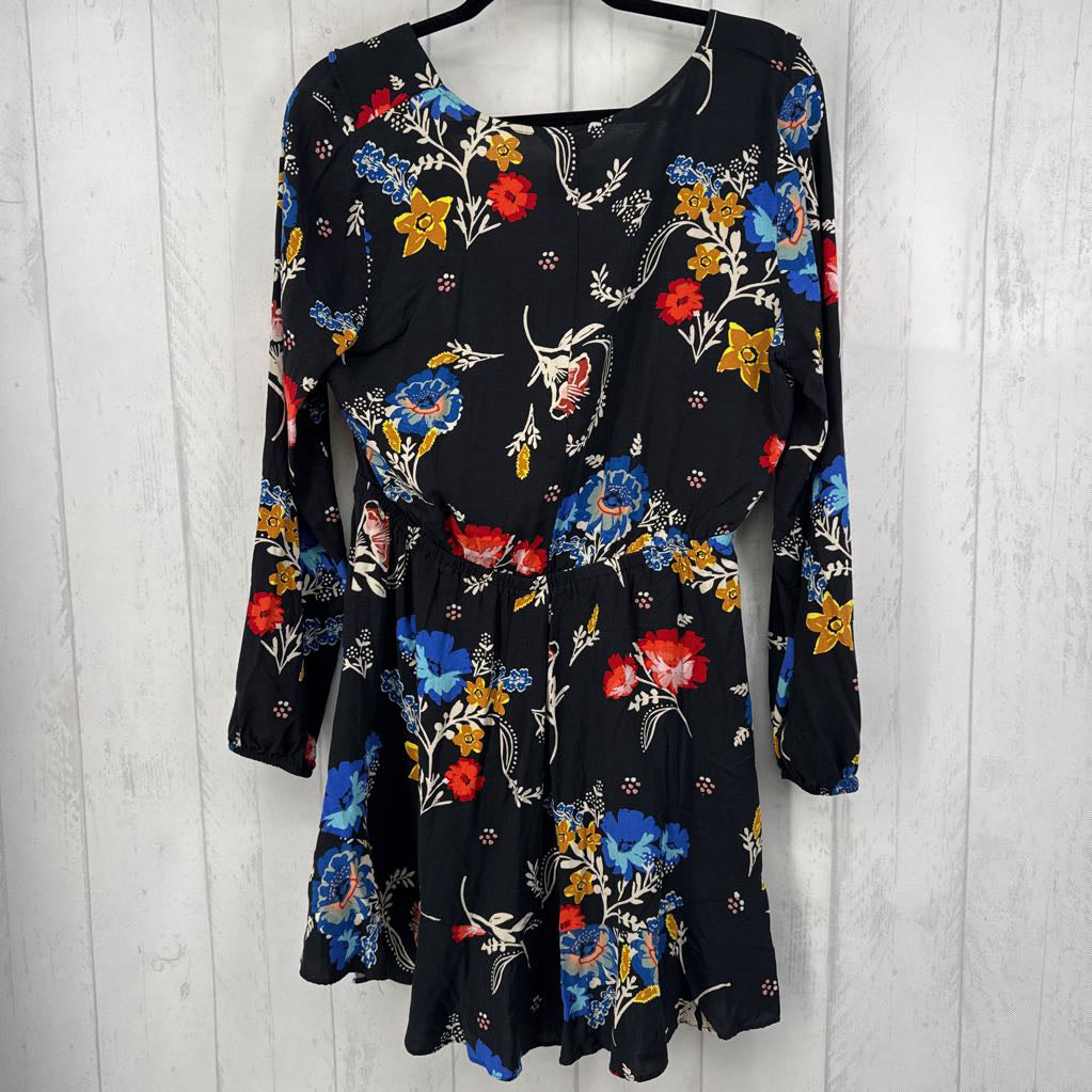 L flo print crossover l/s dress
