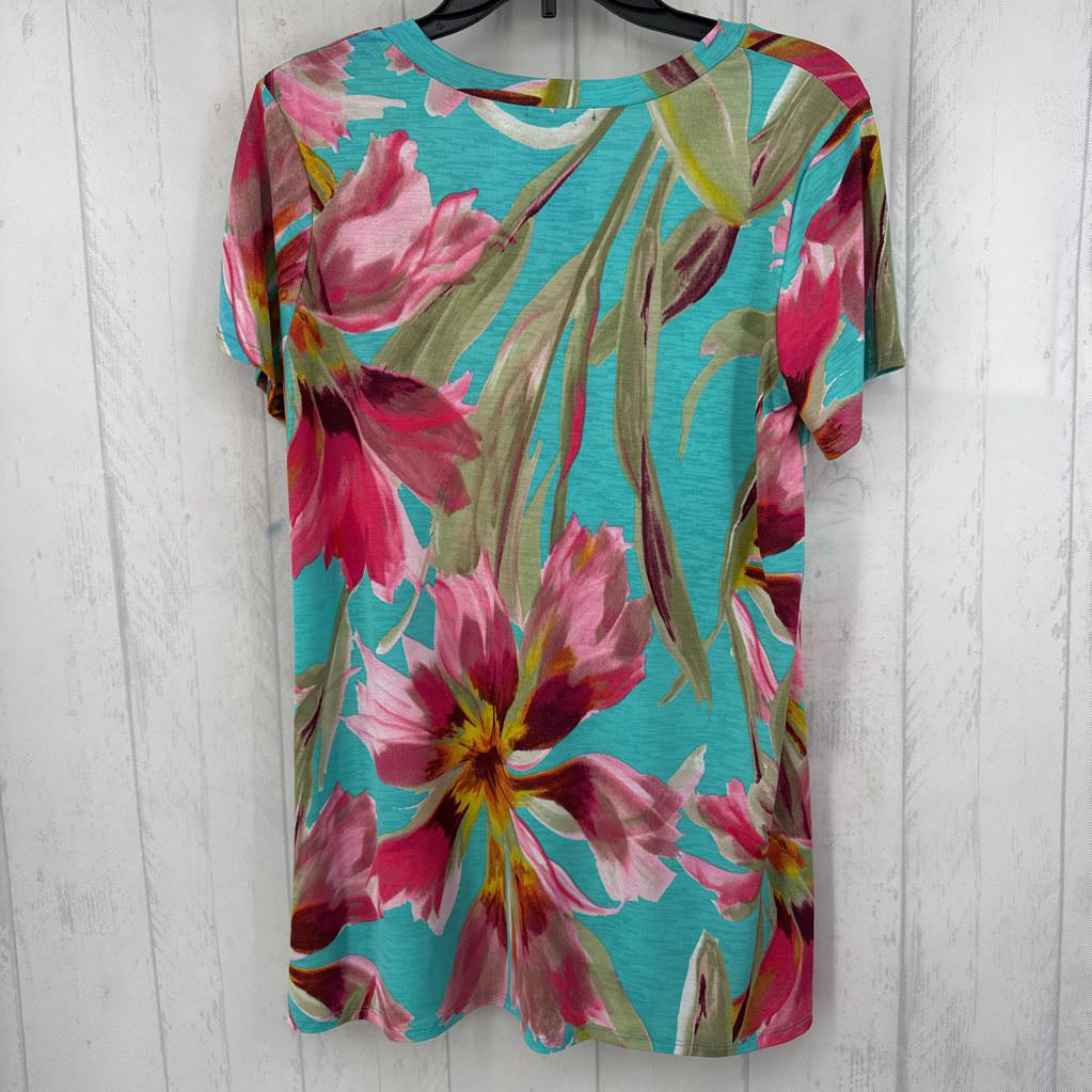 S flo print v-neck s/s top
