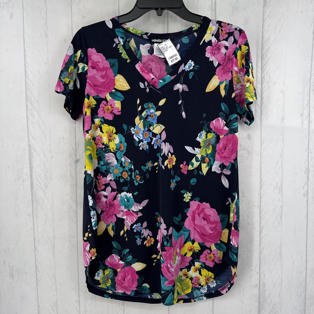 S flo print v-neck s/s top