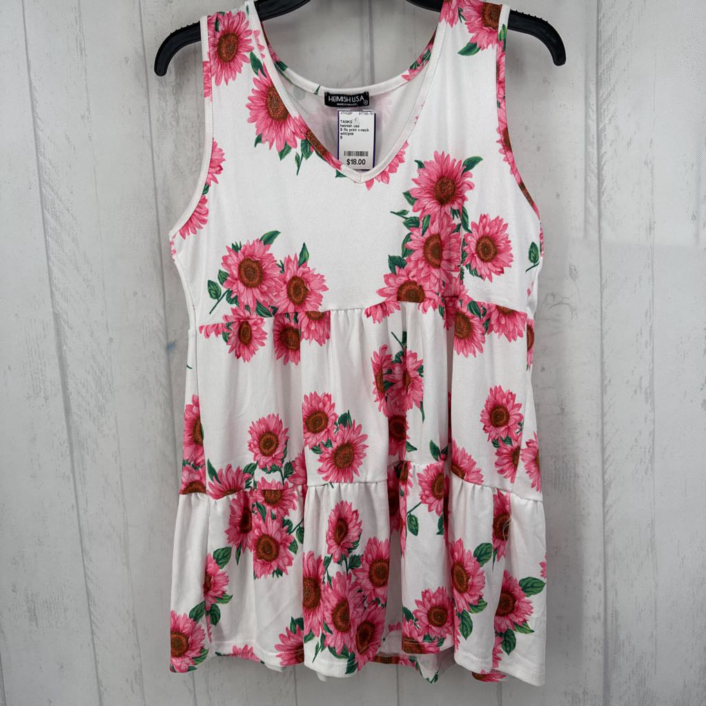 S flo print v-neck babydoll tank