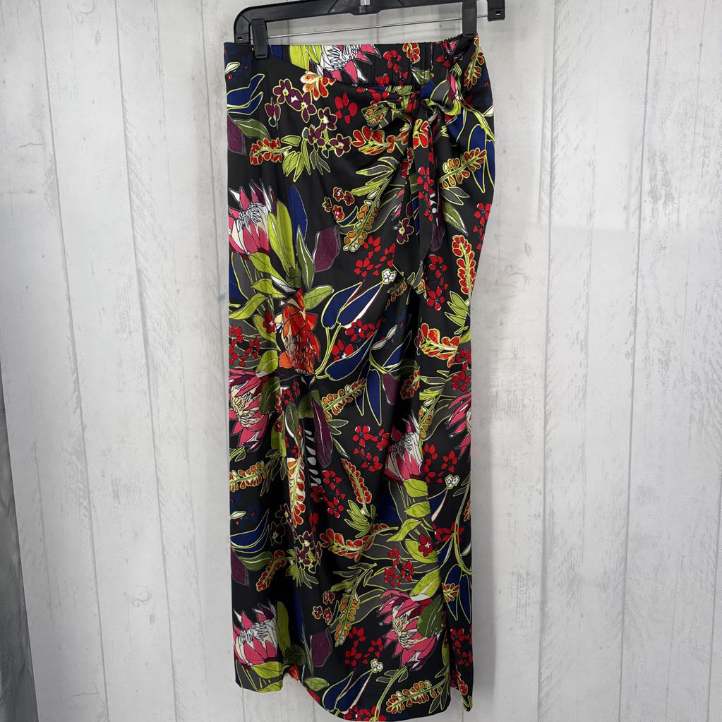 4 pull-n side tie flo print skirt