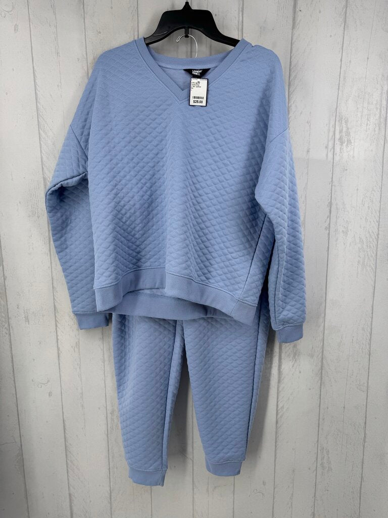 L 2pc quilted jogger set