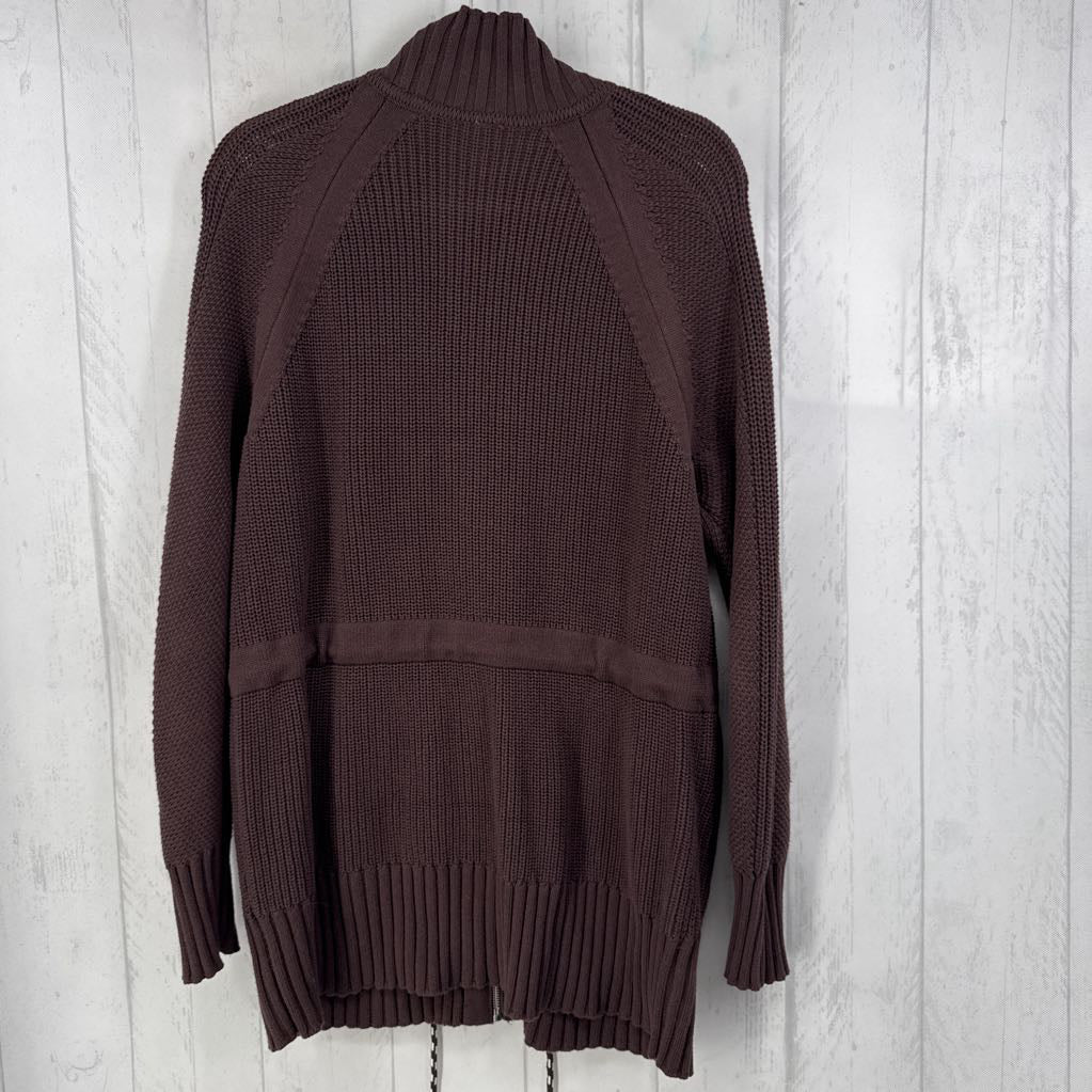 L zip-up drawstring sweater