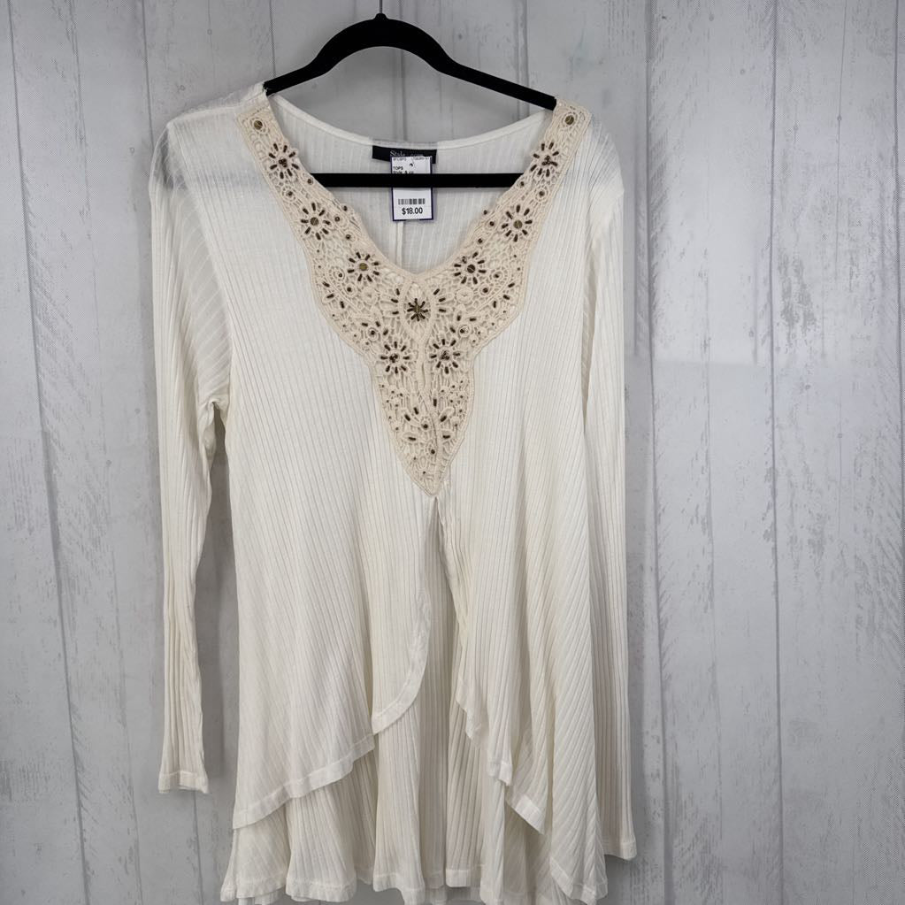 L ribbed embelished l/s tunic