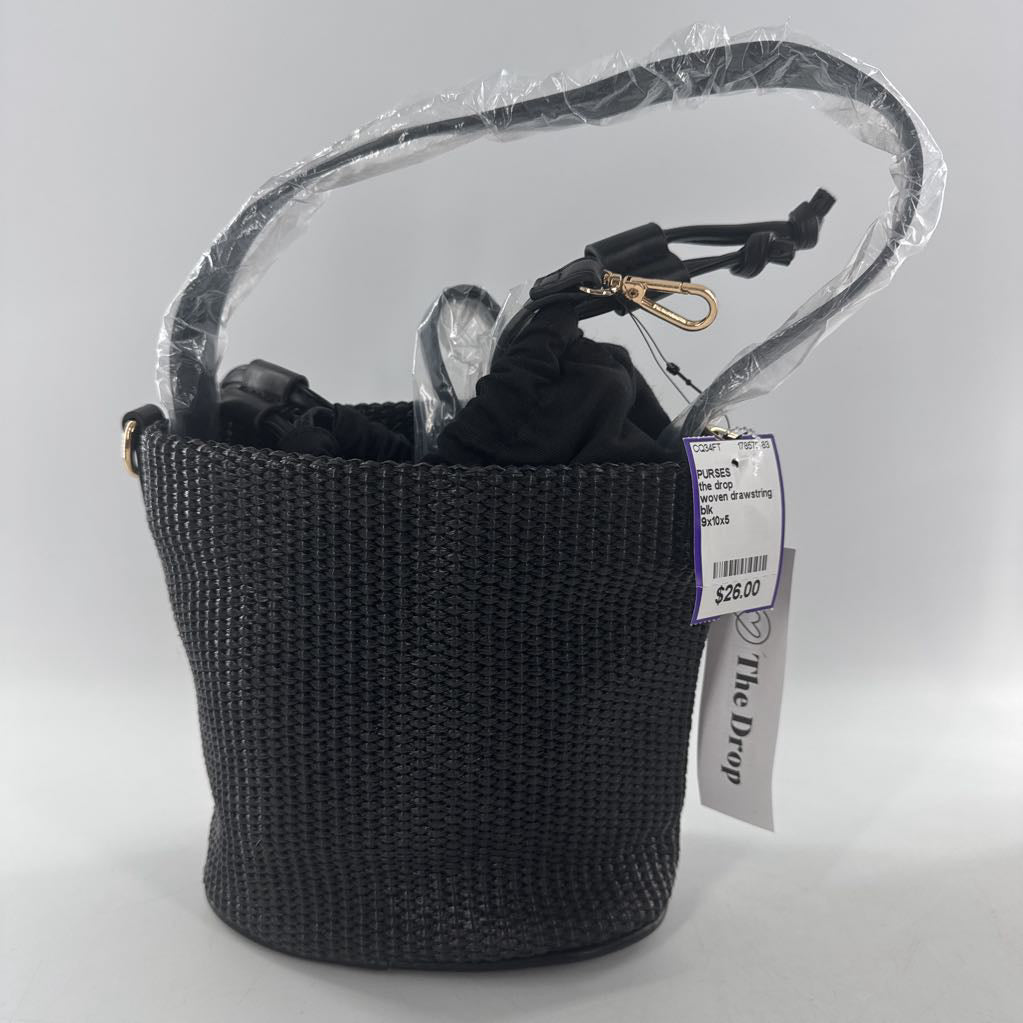 woven drawstring bucket bag