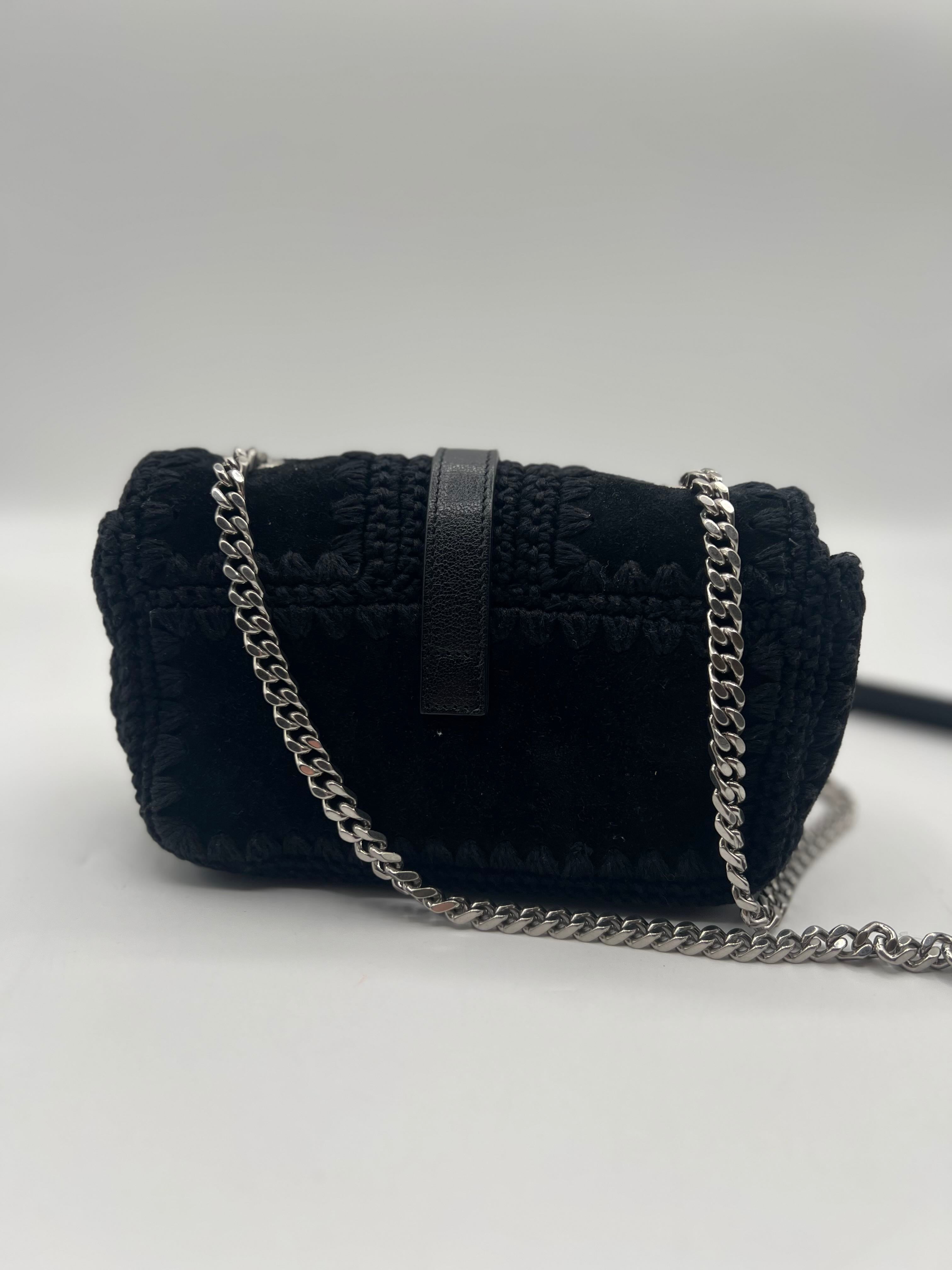 YSL Monogram Small Macrame Suede Chain Bag