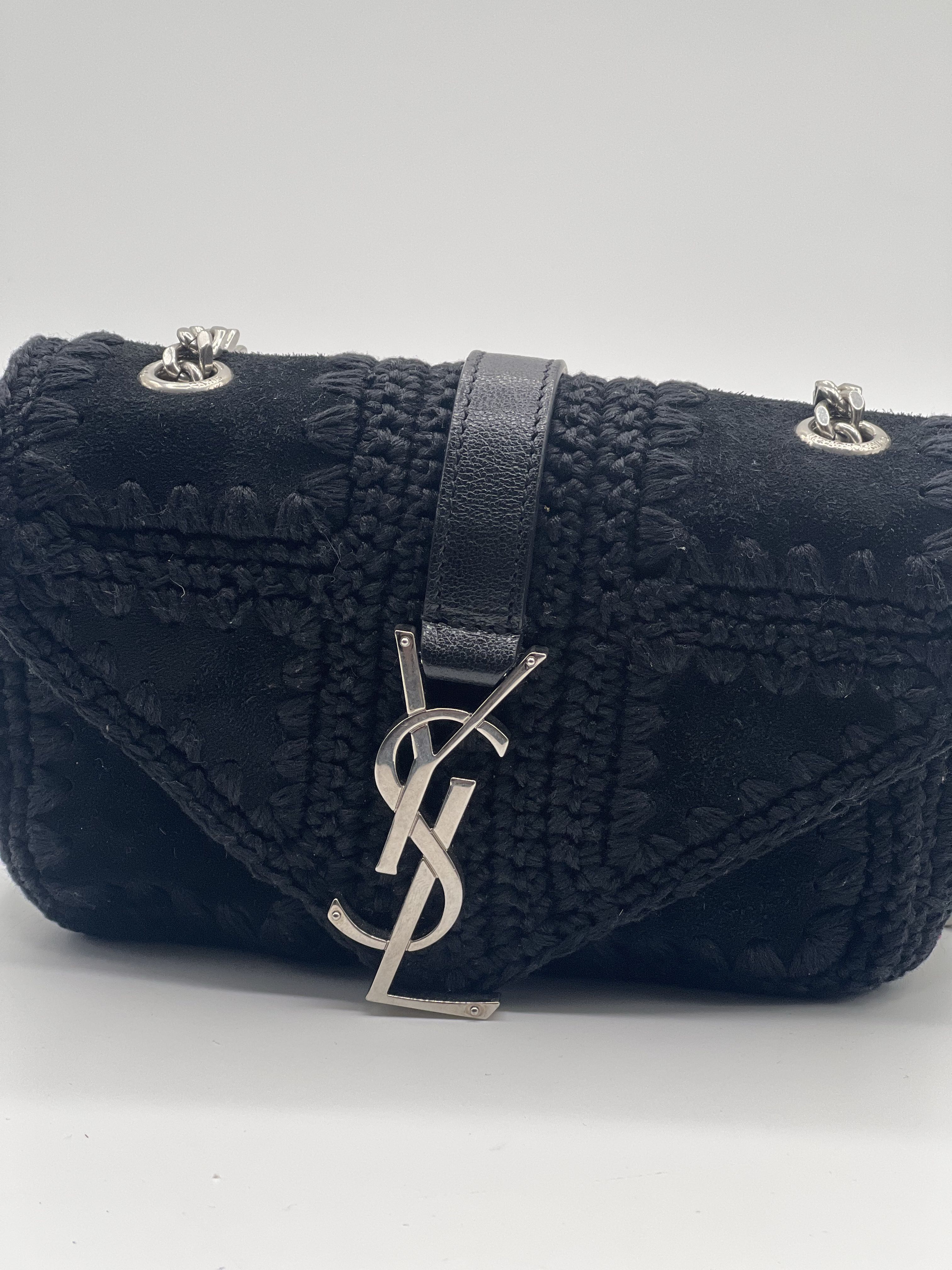 YSL Monogram Small Macrame Suede Chain Bag