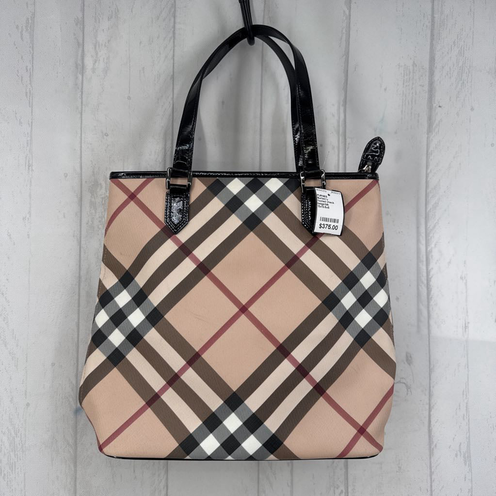 Burberry Nova Check Patent Leather Trim Bag