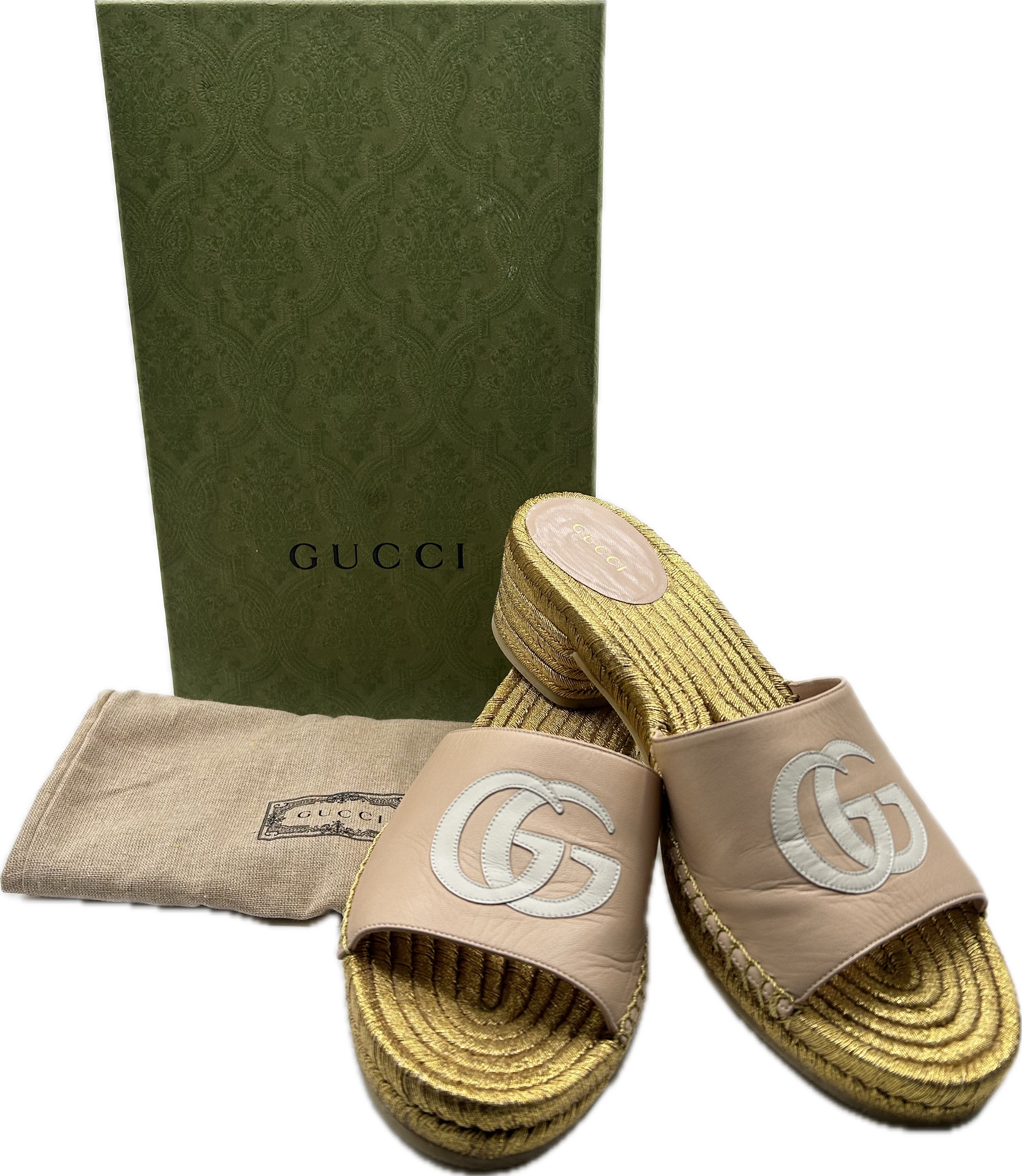 Gucci GG Espadrille Slide Sandals in Pink size 10(40)