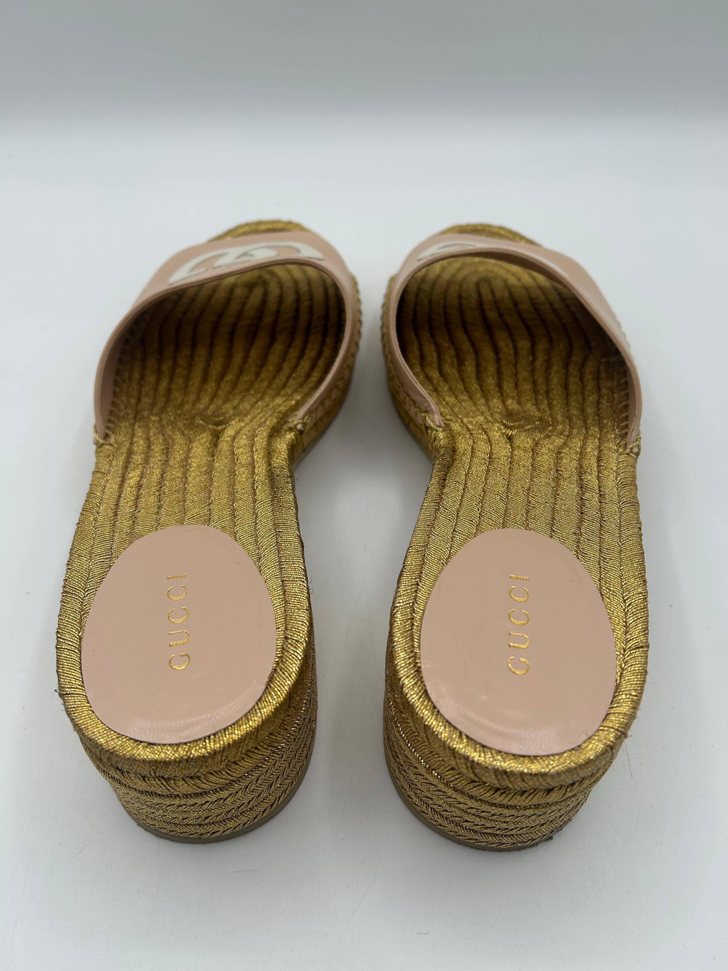 Gucci GG Espadrille Slide Sandals in Pink size 10(40)