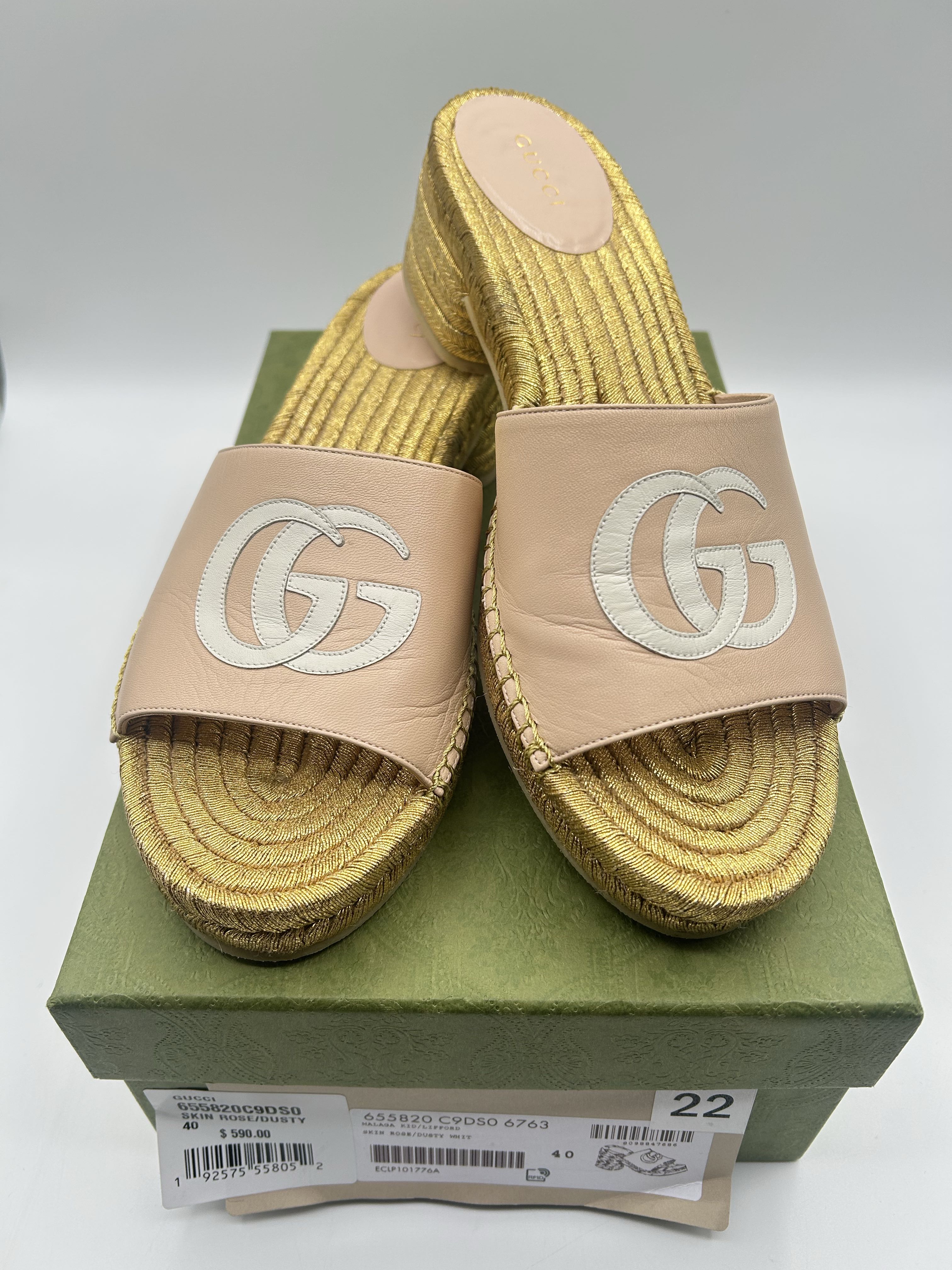 Gucci GG Espadrille Slide Sandals in Pink size 10(40)
